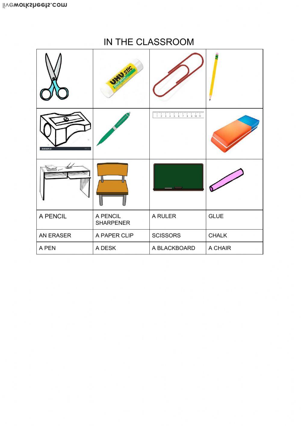 objects in the classroom