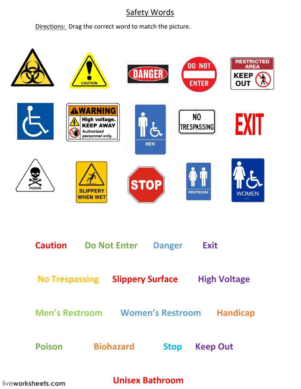 Safety Signs Worksheets - 15 Worksheets.com