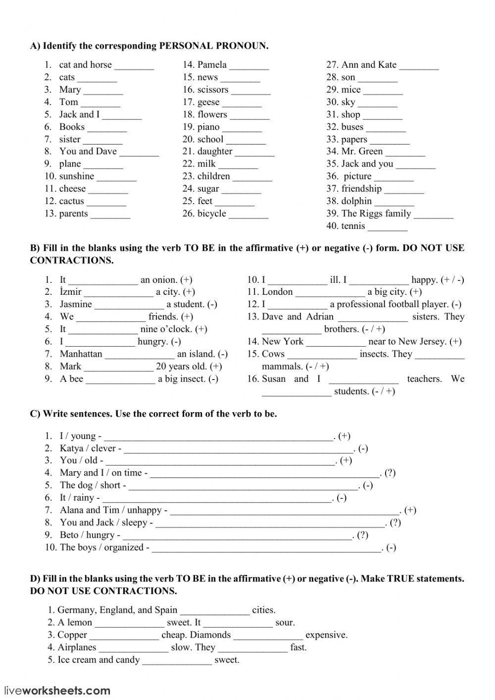 Subject Pronouns and Verb To Be