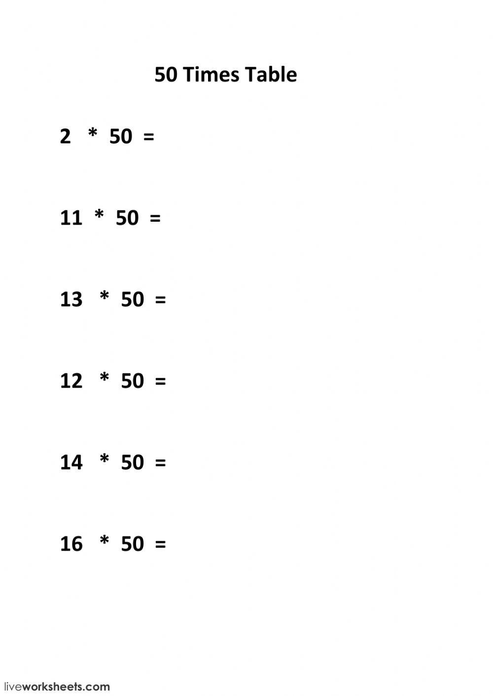 50 Times table