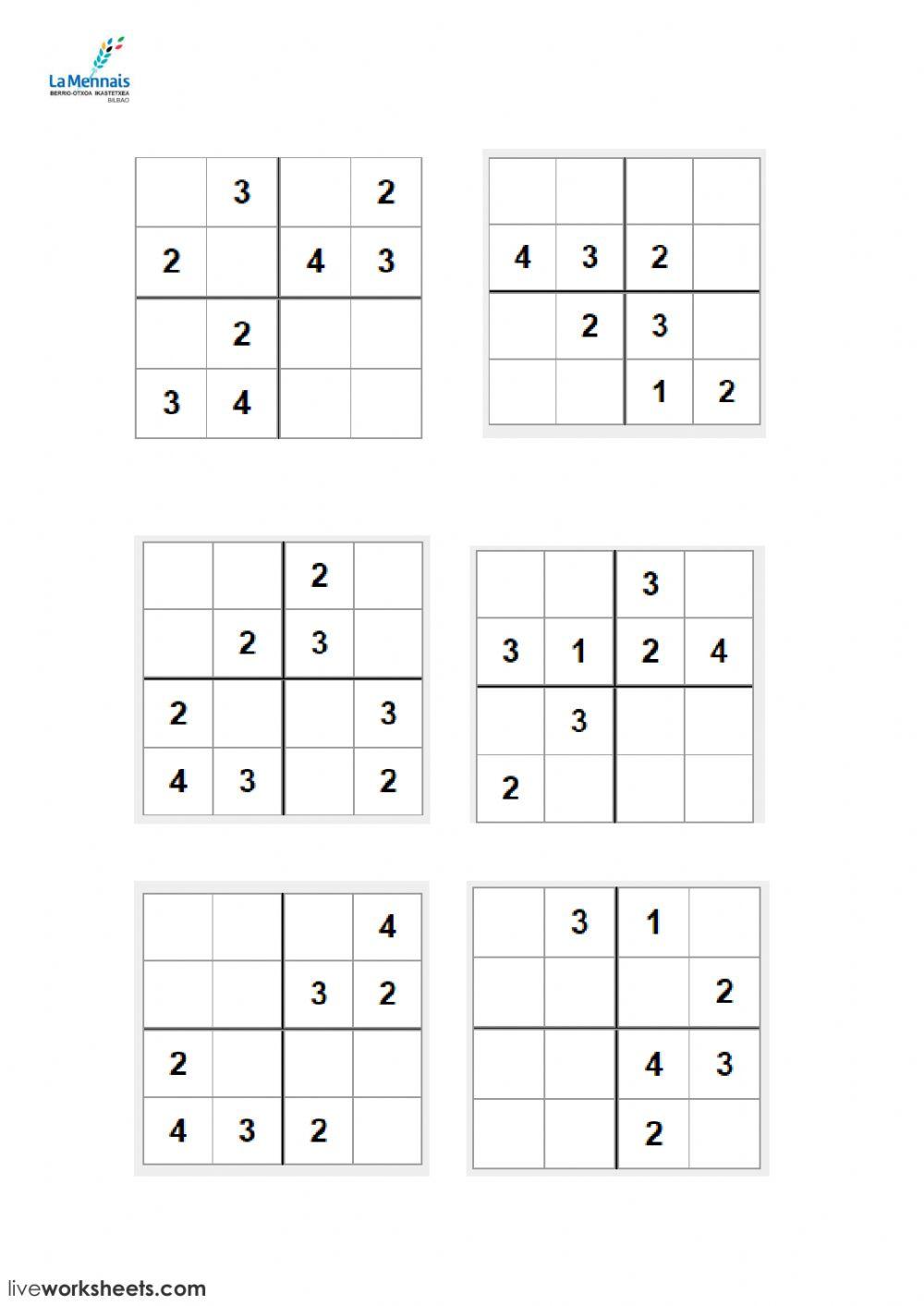 Sudoku online exercise for 3º ano
