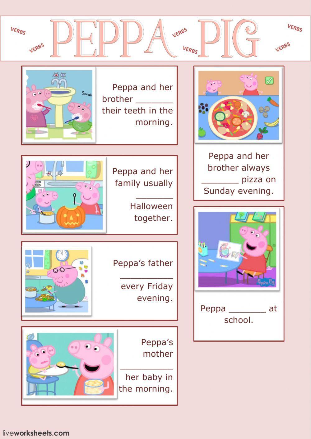 Learn YourVerbs With Peppa Pig - Cloze