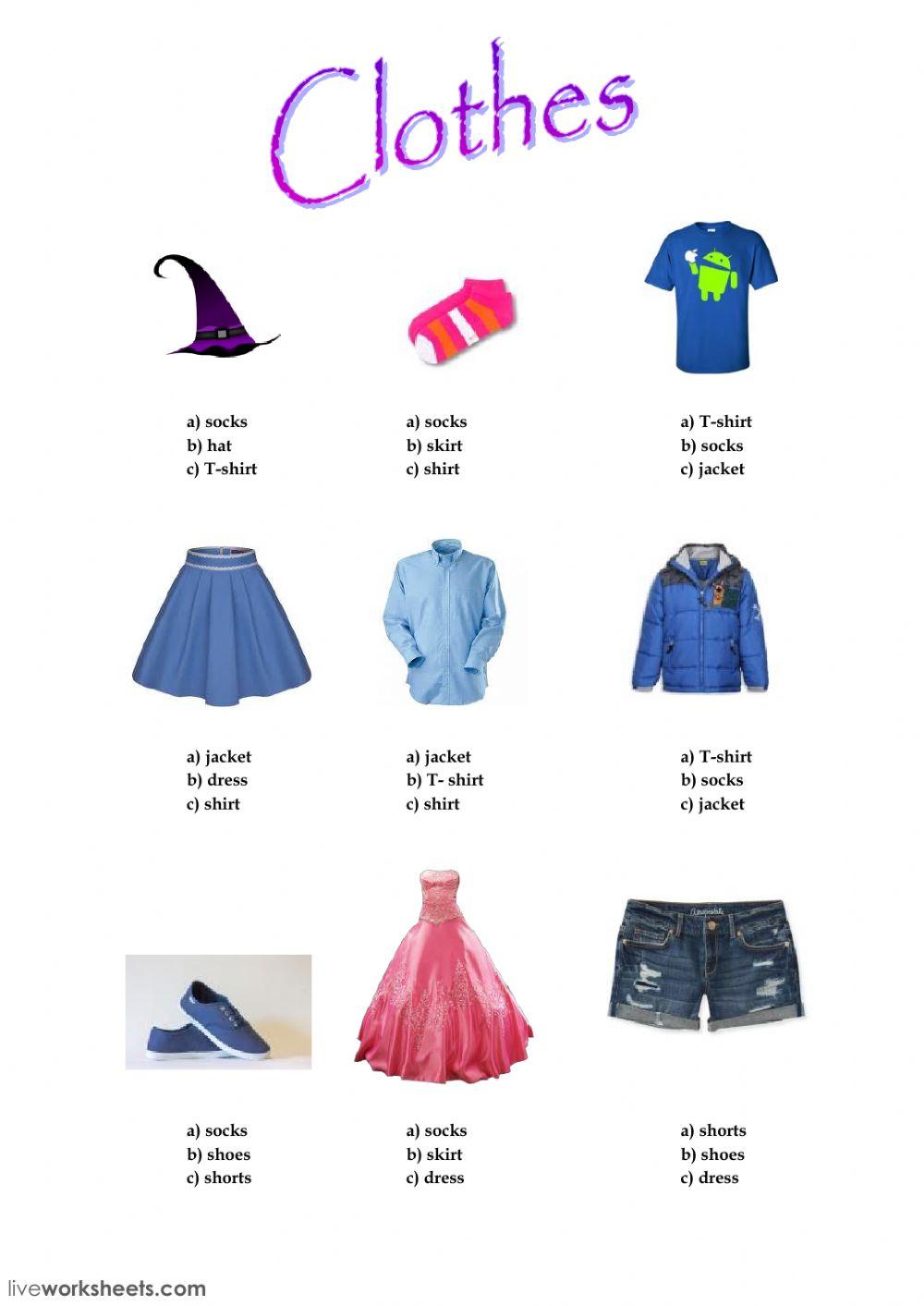 Clothes - multiple choice