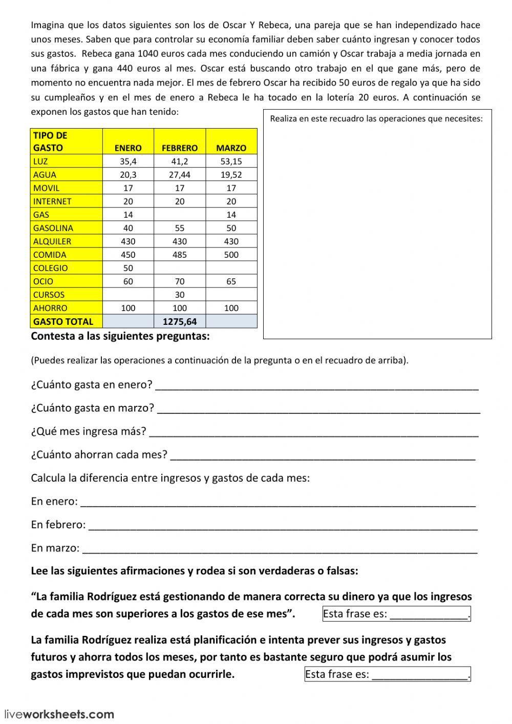 Economía familiar ficha 4