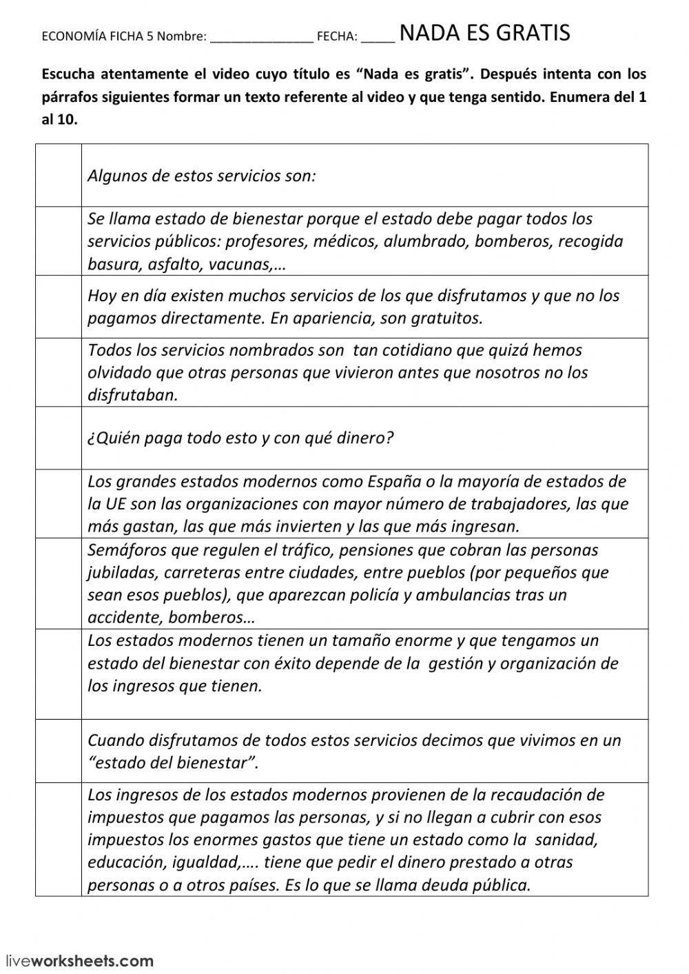 Nada es gratis estado de bienestar