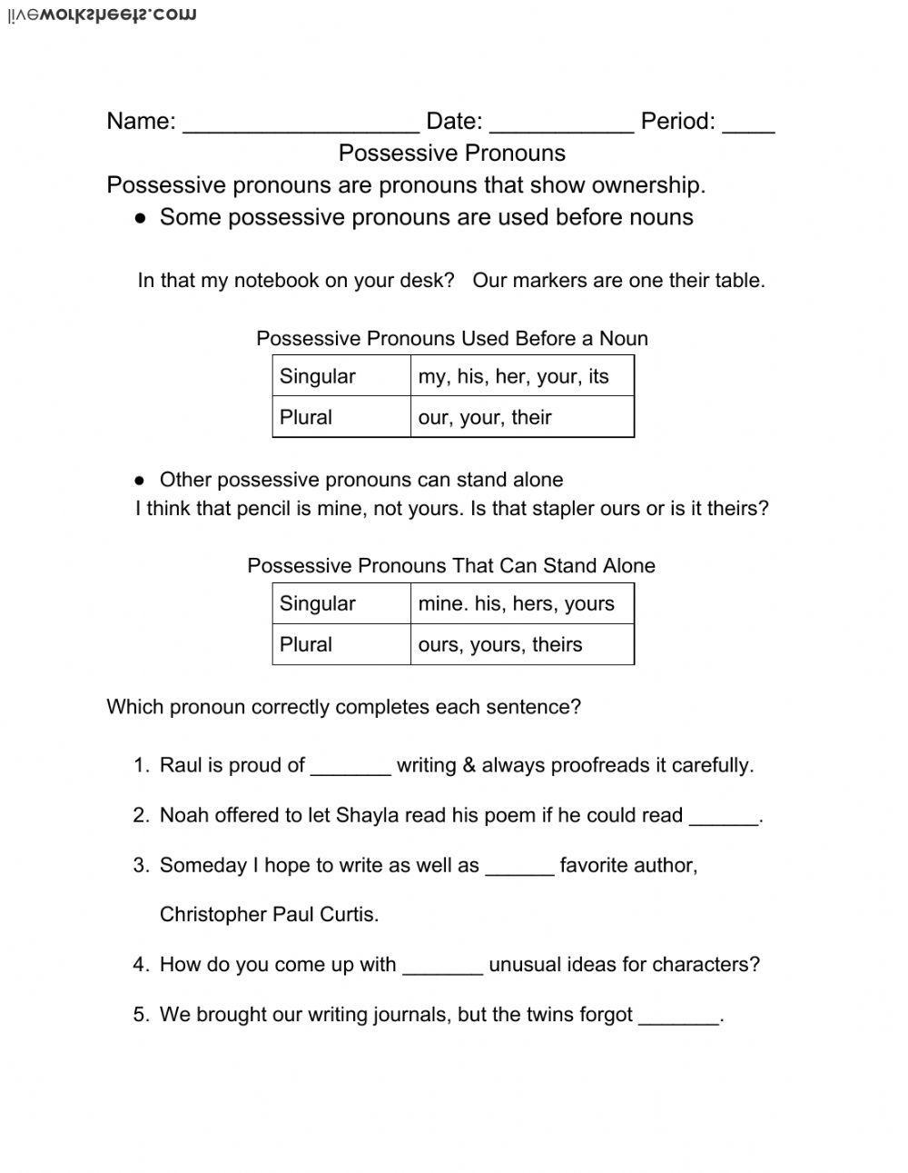 201-Lesson 3- Possessive Pronouns