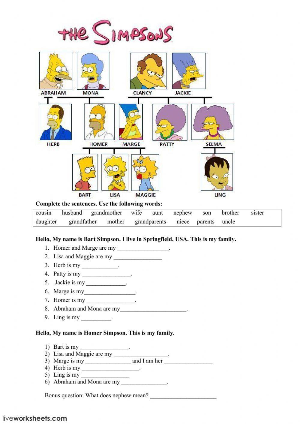 Family - using the Simpsons