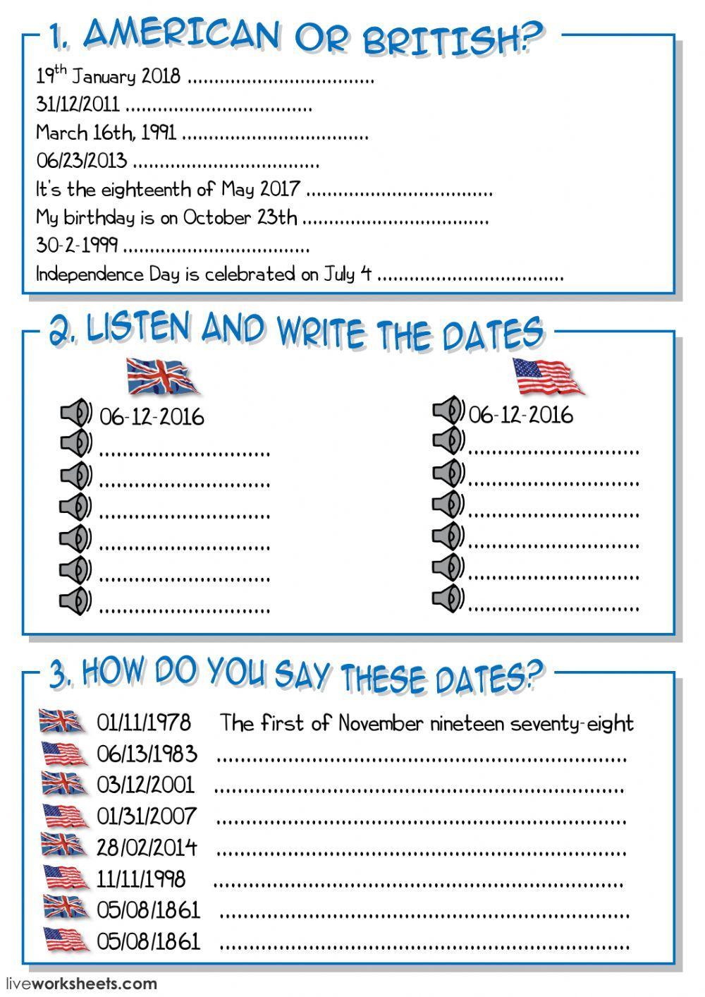 How to write and say dates in English