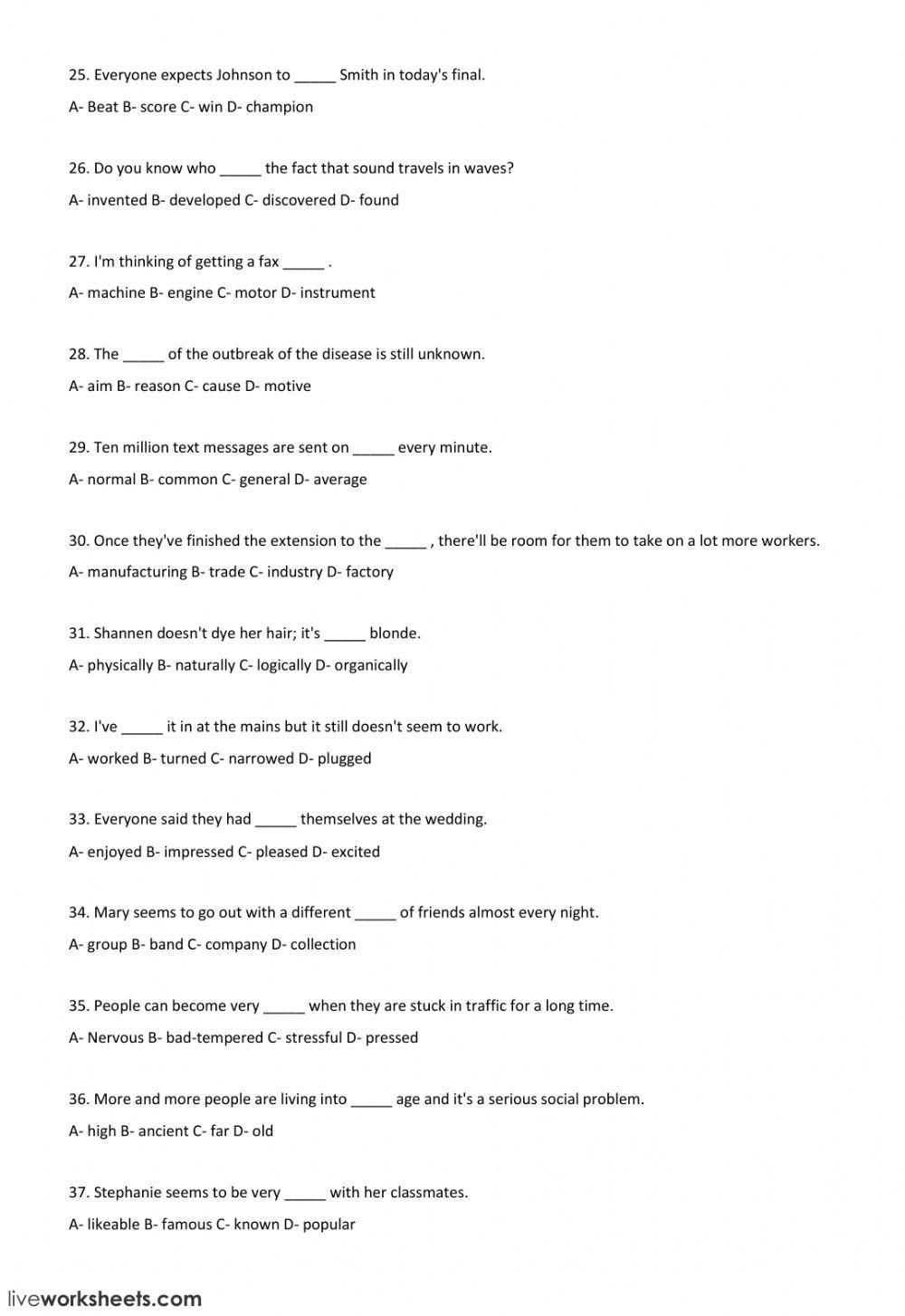 Vocabulary 8th grade online exercise for | Live Worksheets