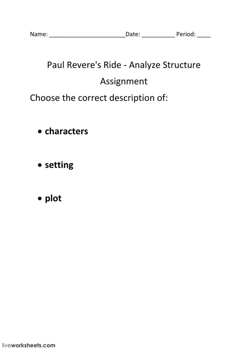 Paul Revere's Ride - Analyze Structure -2