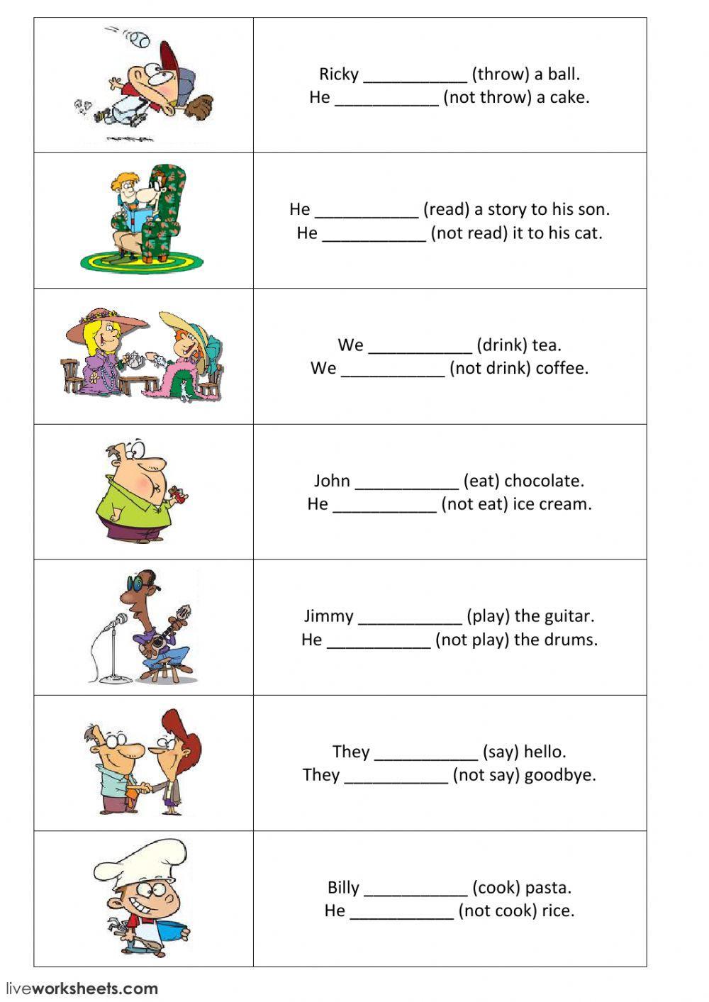 Present simple - positive and negative sentences - part 1