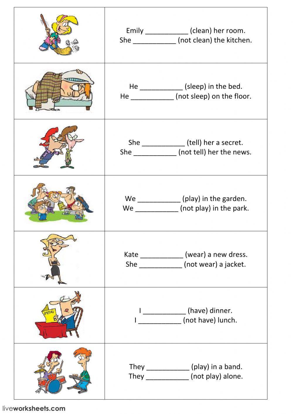 Present simple - positive and negative sentences - part 2