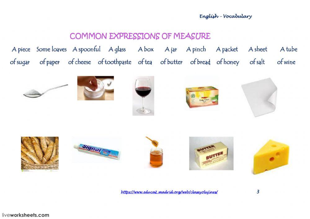 Common Expressions of Measure - drag and drop