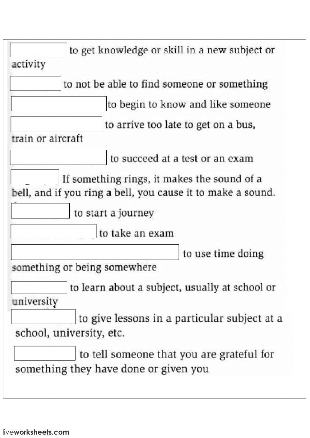 vocabulary - Free time