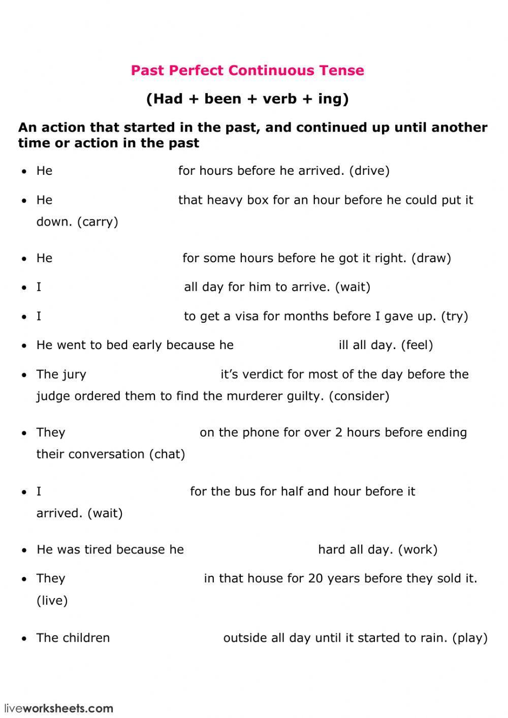 Past Perfect Continuous Rules