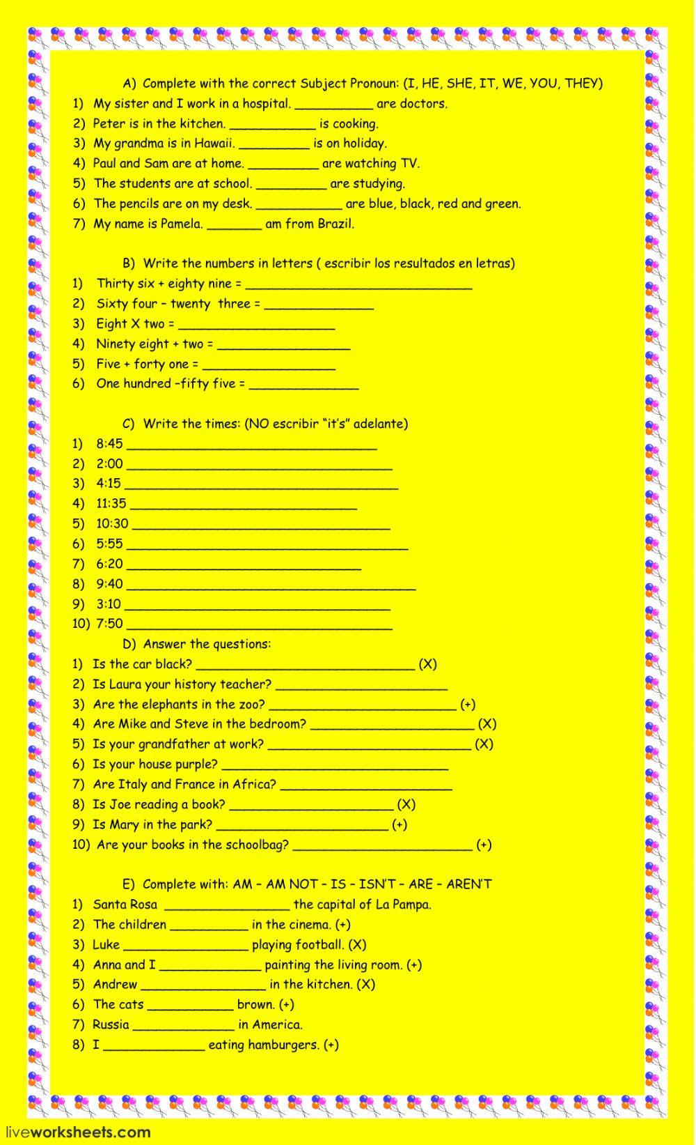 revision times, numbers, verb to be revision times, numbers, verb to be