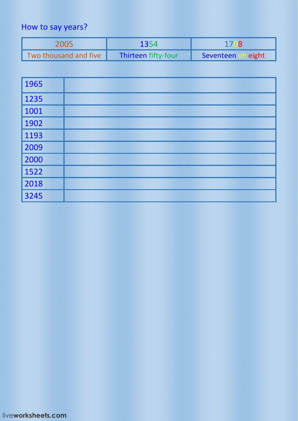 How to say years How to say years