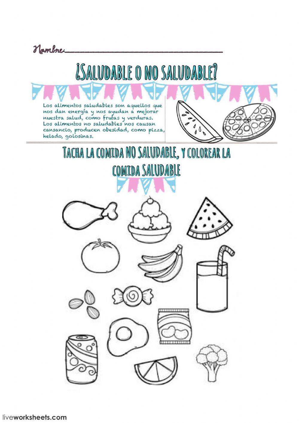 Comida saludable y No saludable