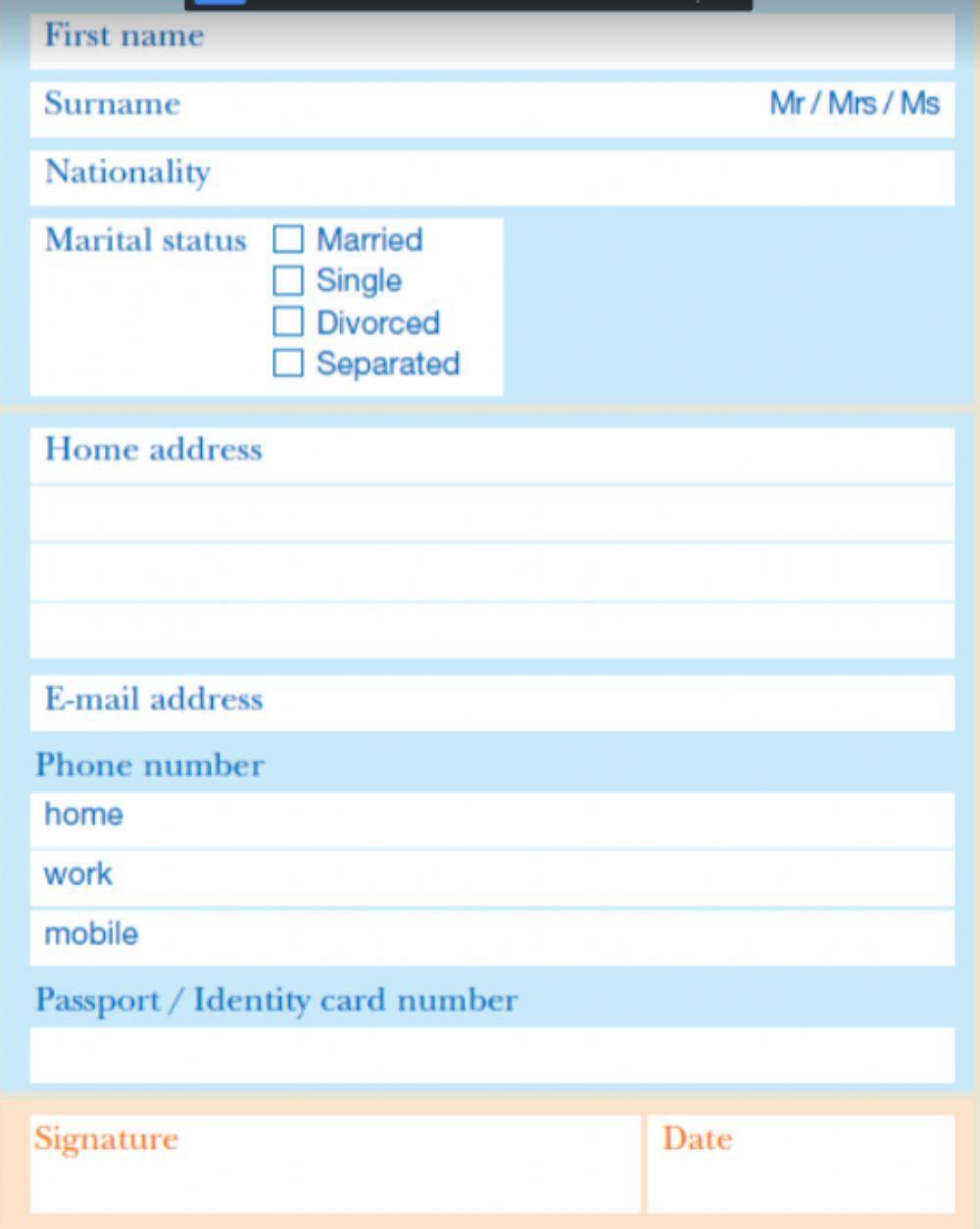 Application form