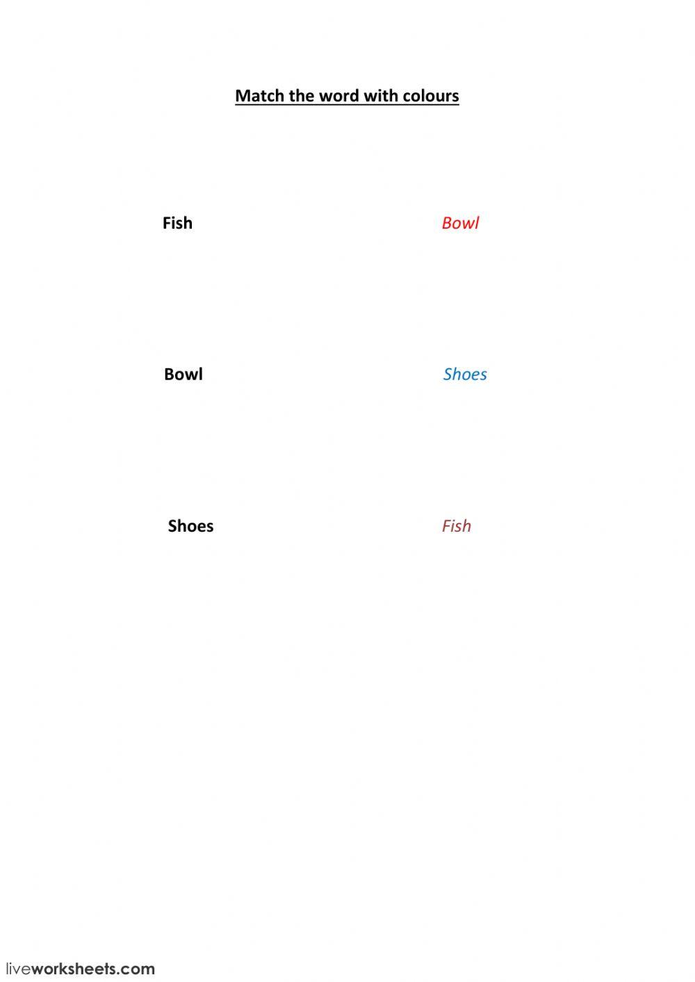 match the words with colours