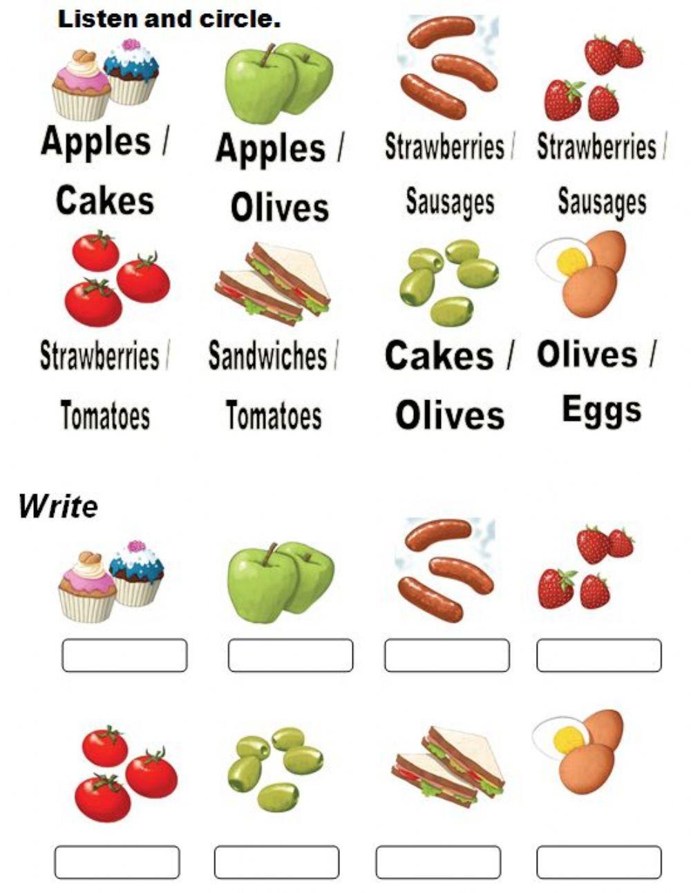 At the picnic. Write and Listen and choose.