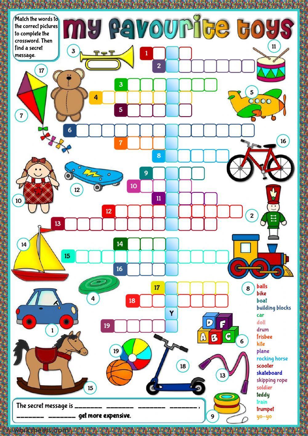 My favourite toys - crossword