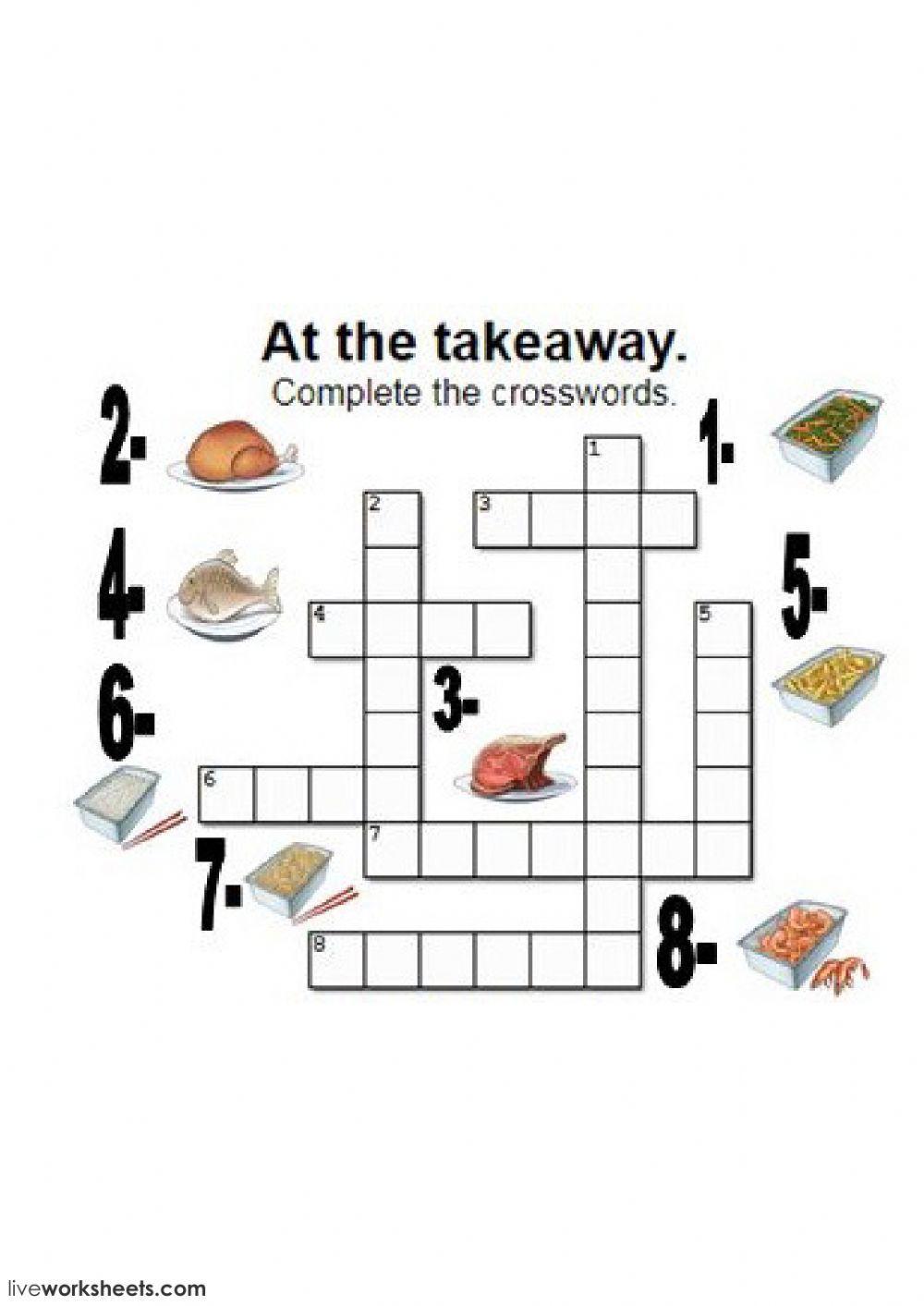 At the takeaway. Crosswwords.