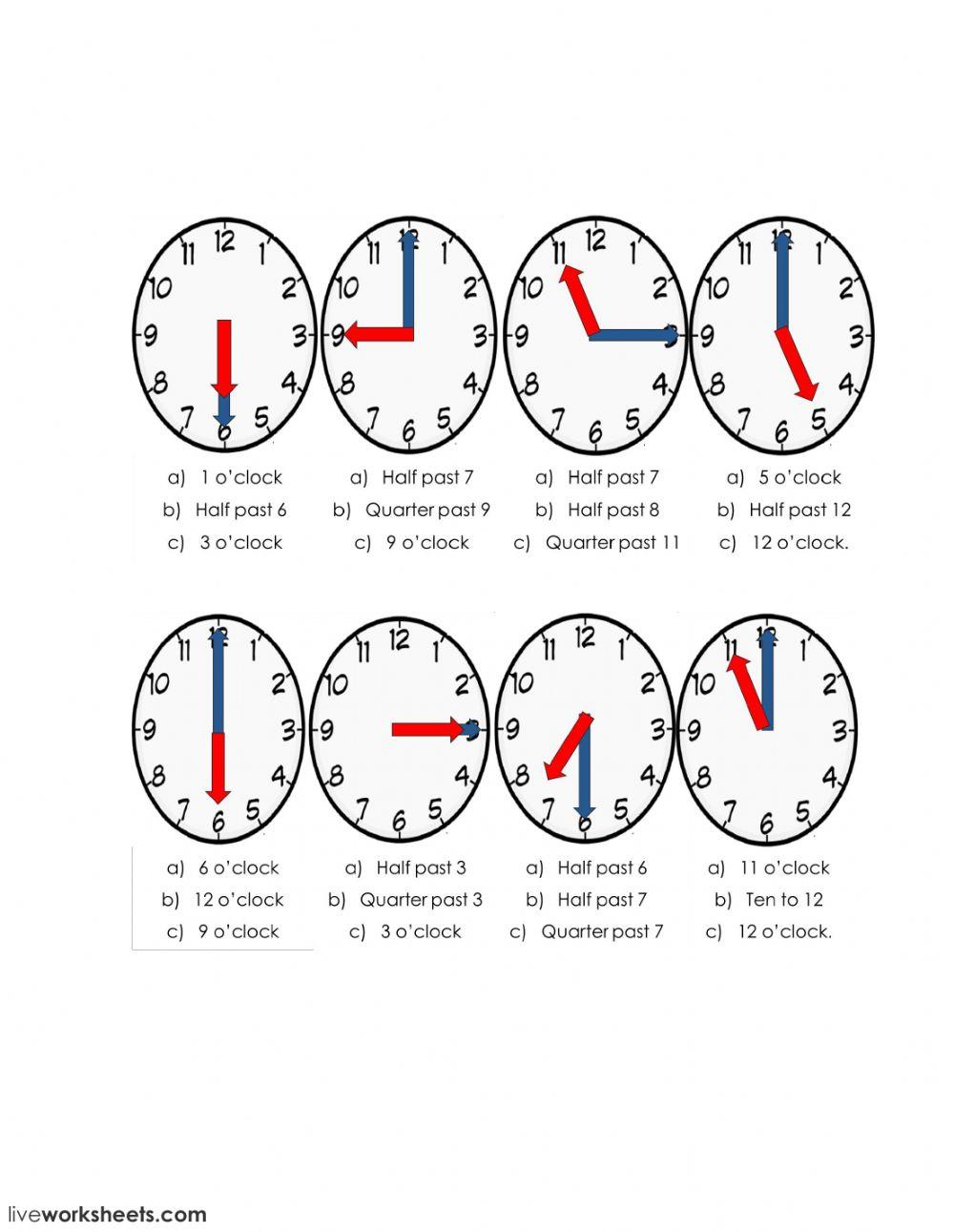Say time interactive worksheet Live Worksheets