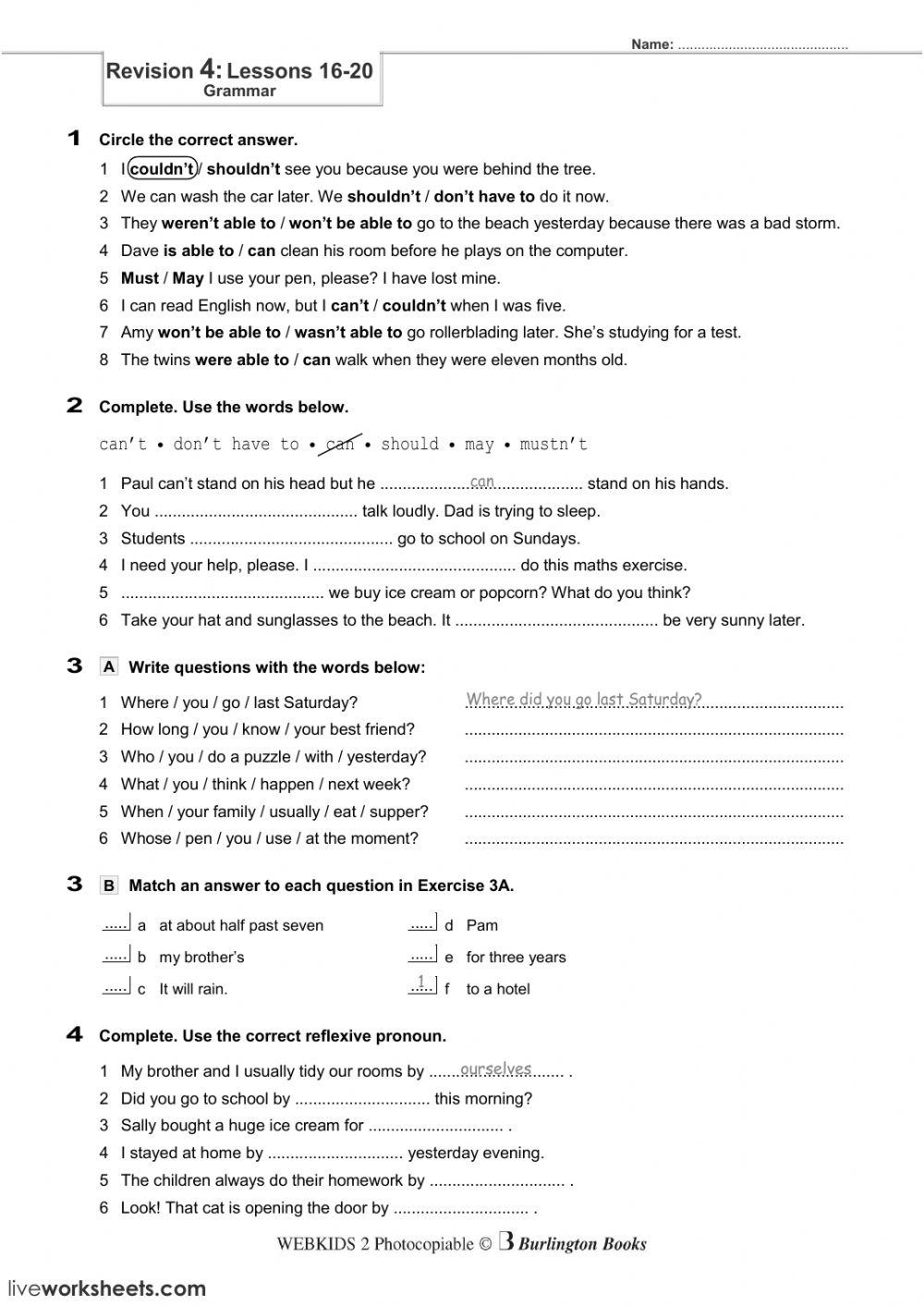 WEBKIDS 2 REVISION 4 GRAMMAR