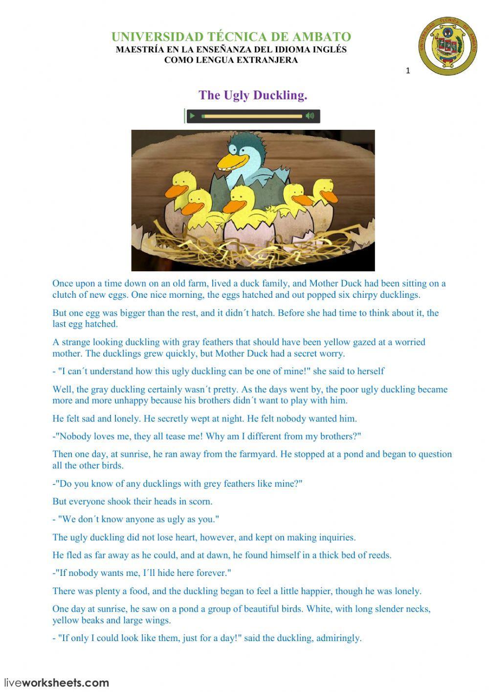 The Ugly Duckling Fairy Tale.