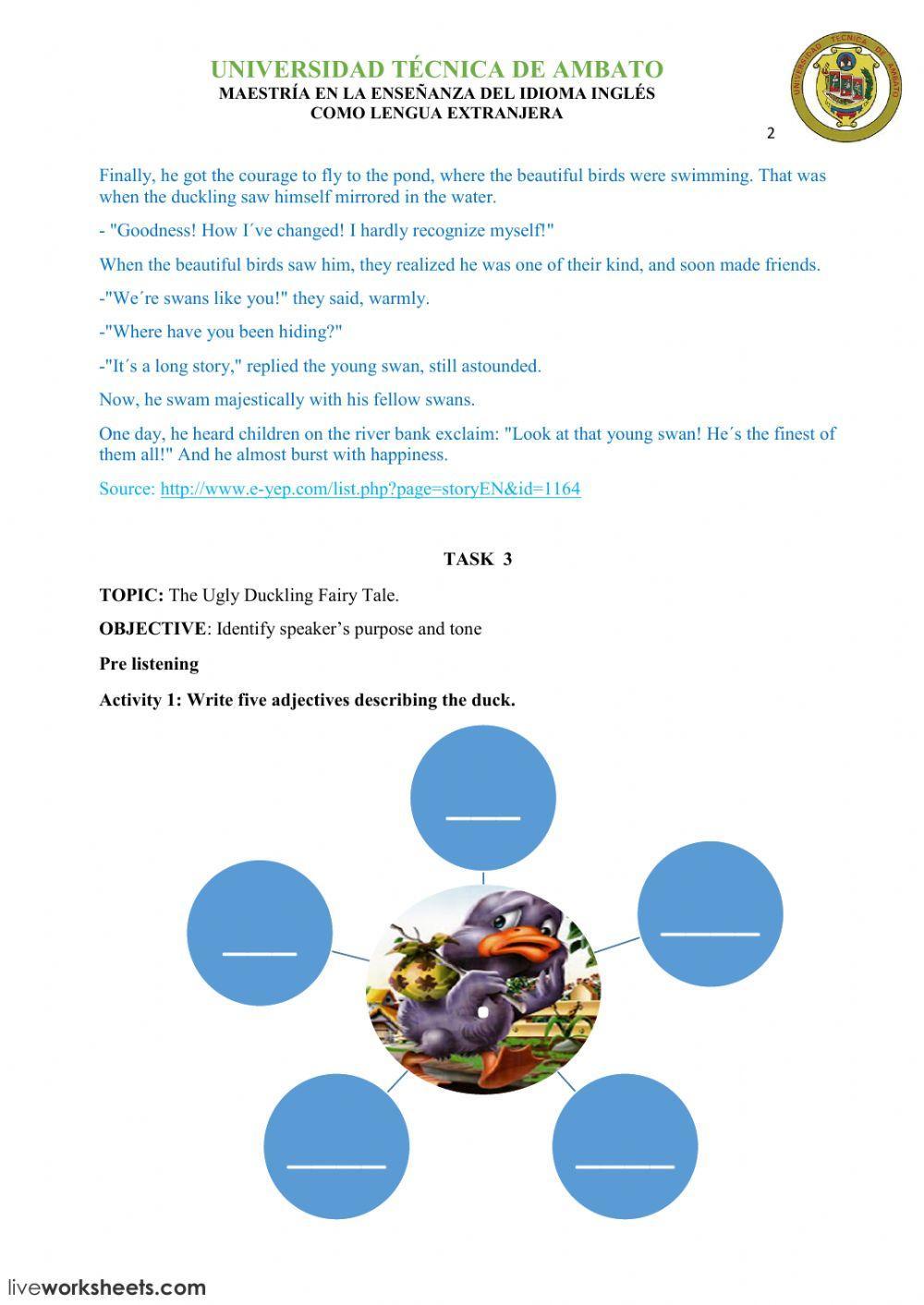 The Ugly Duckling Fairy Tale.