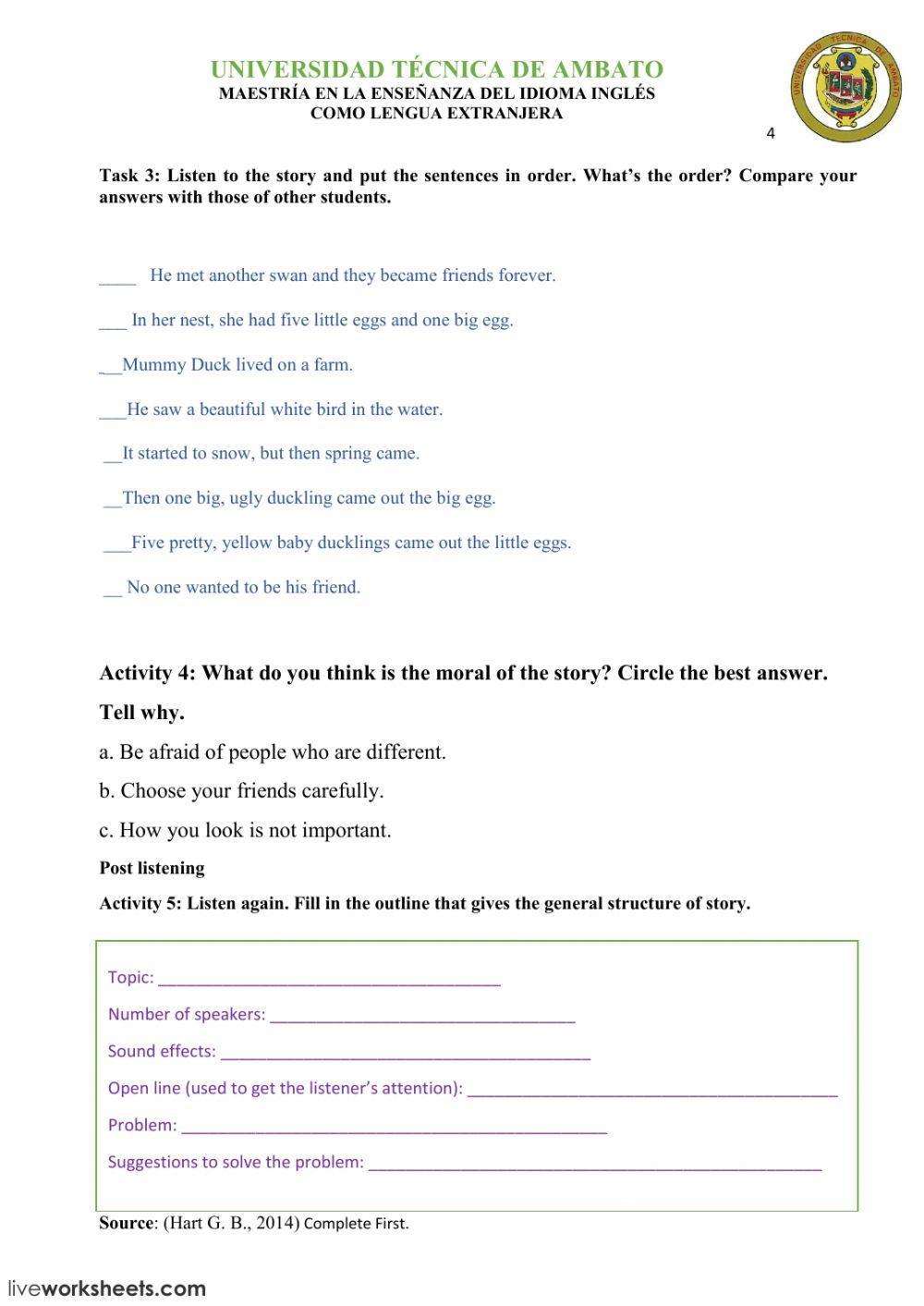 The Ugly Duckling Fairy Tale.