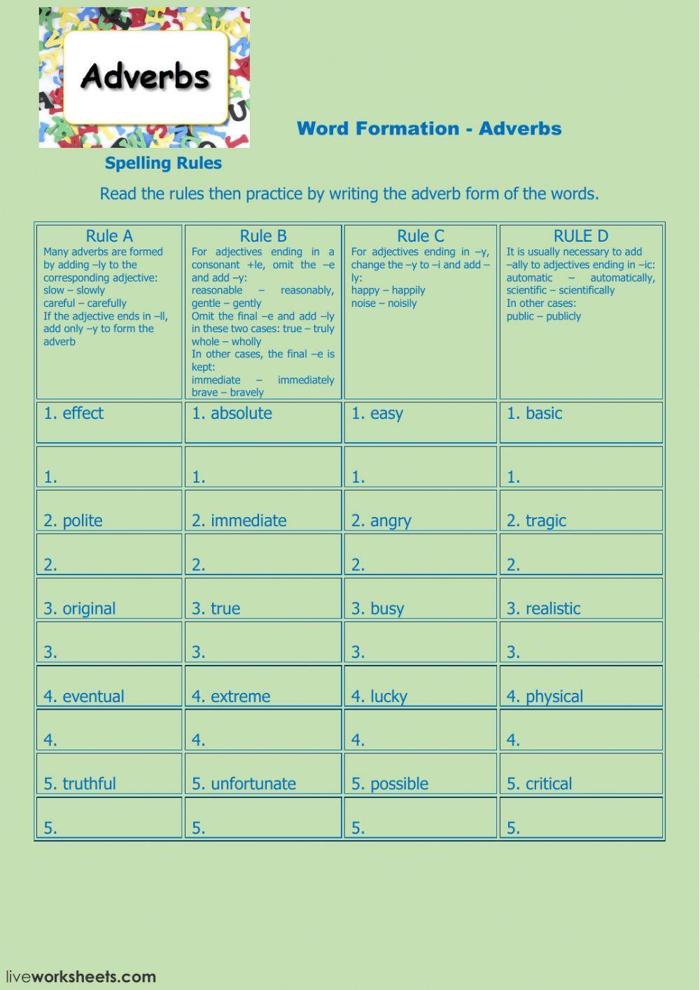 Word Formation Adverbs