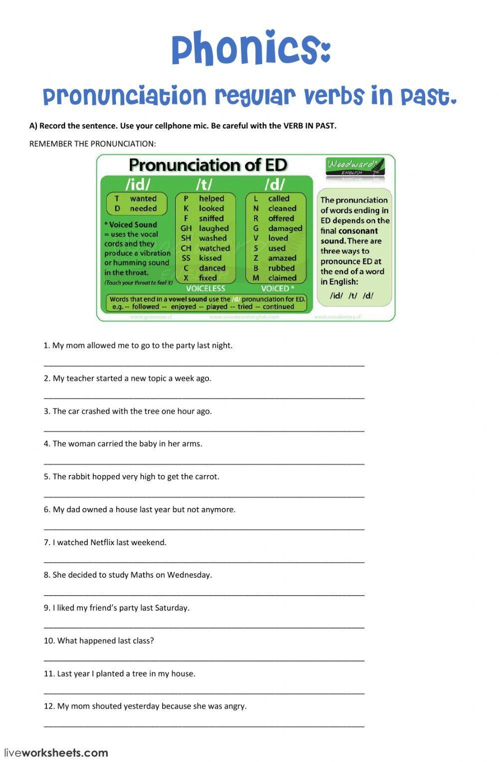 Pronunciation ed endings - phonics