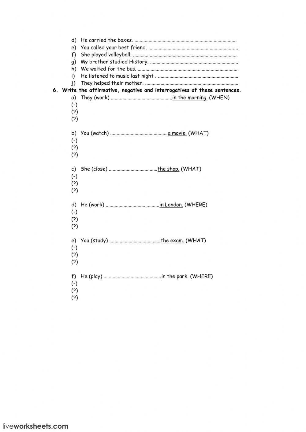 Regular verbs. Past tense