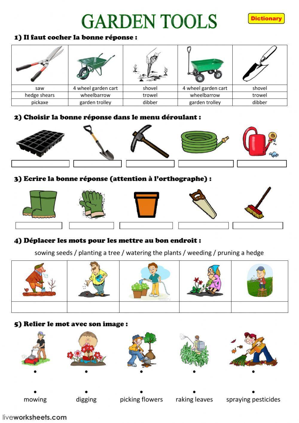 Gardening Tools Worksheet Live Worksheets