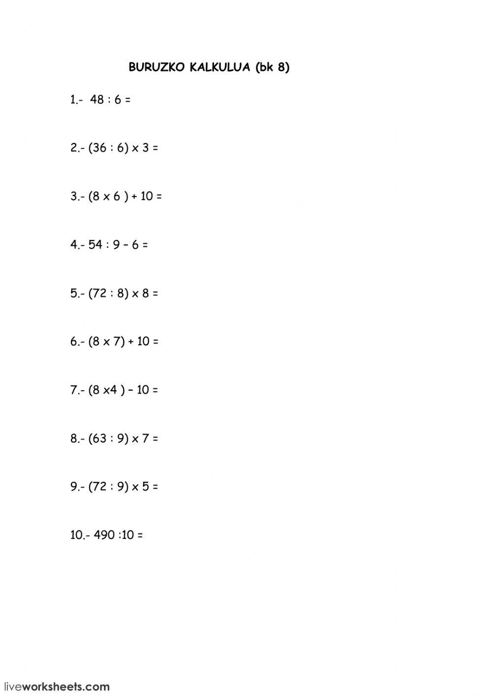 Buruzko kalkulua 8