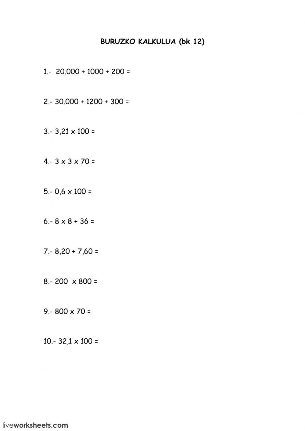 Buruzko kalkulua 12