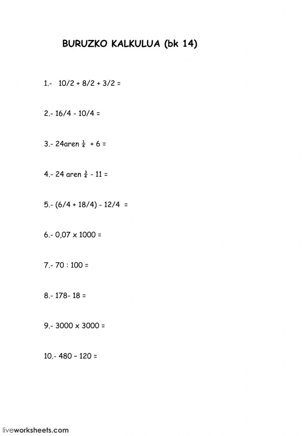 Buruzko kalkulua 14