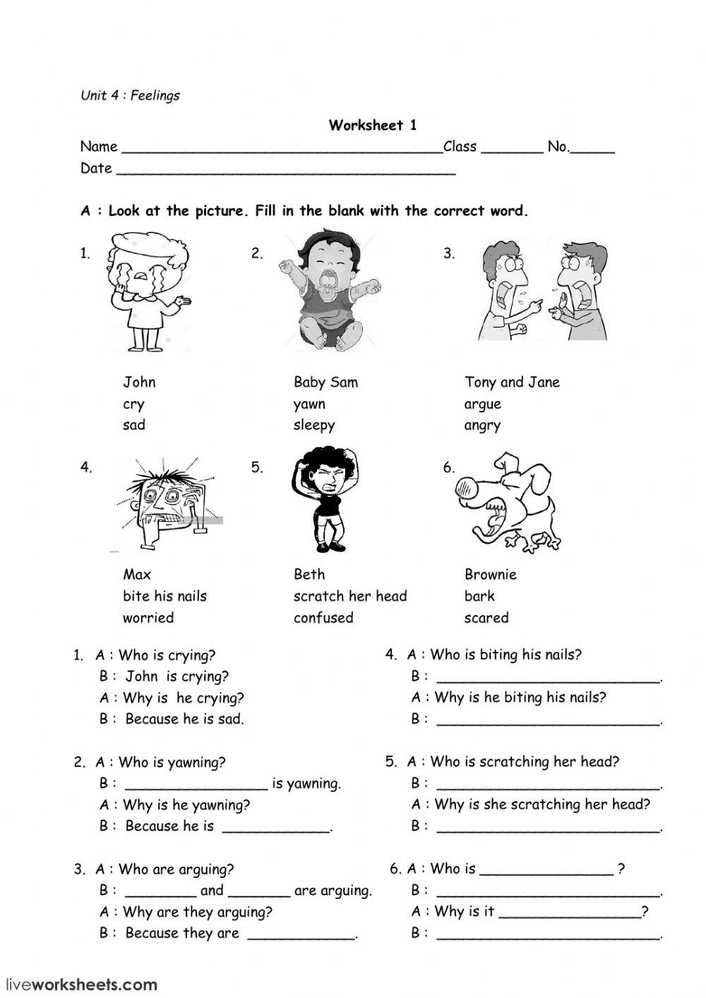 Feelings exercise Live Worksheets