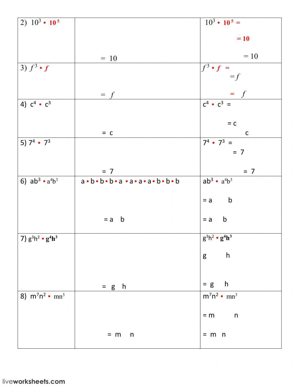 Laws of Exponents Laws of Exponents