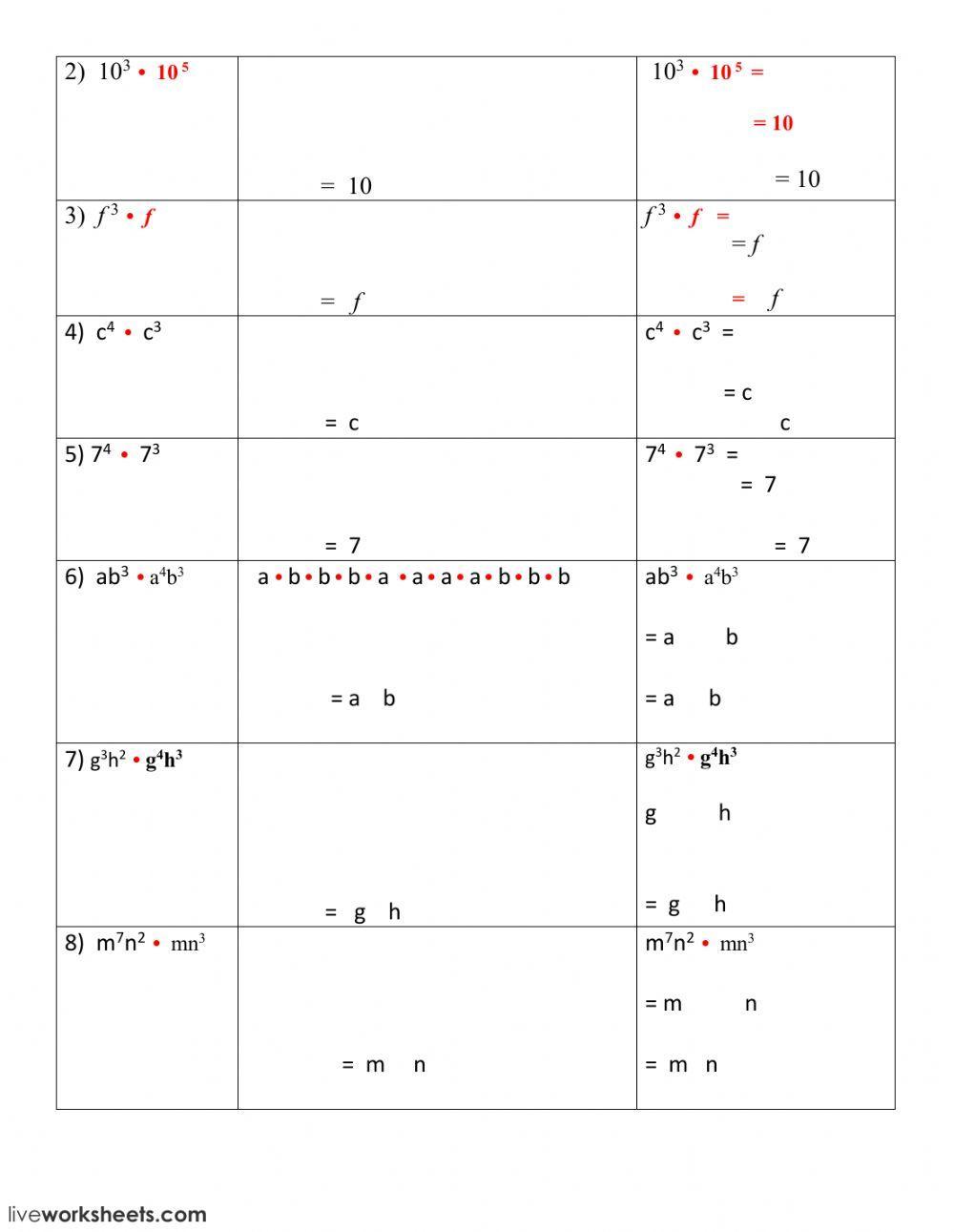 Laws of Exponents