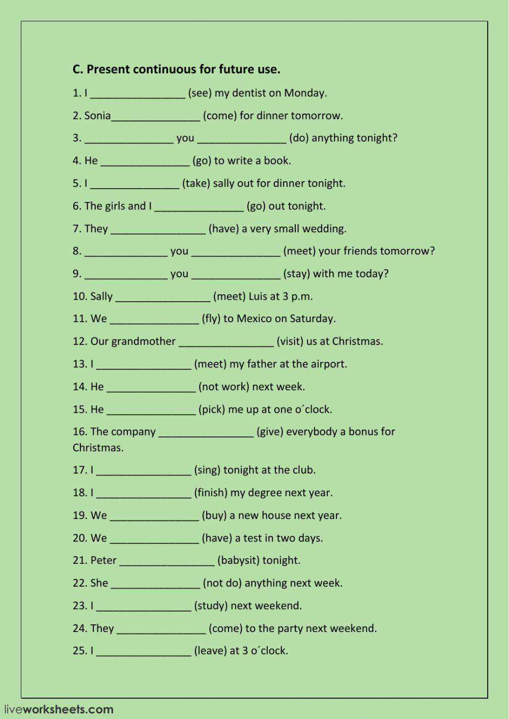 PRESENT CONTINUOUS FOR FUTURE ARRANGEMENTS