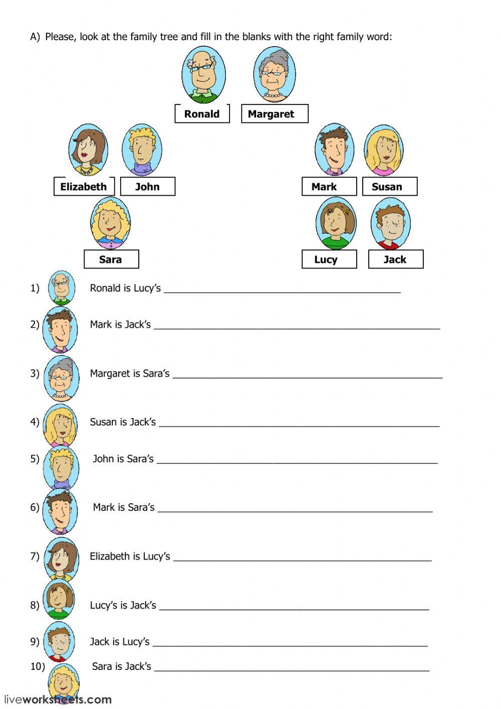 Family members interactive worksheet | Live Worksheets