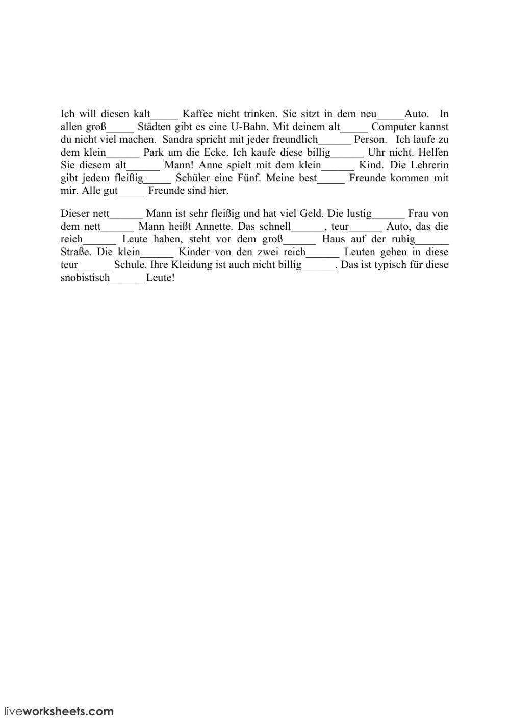 Schwache Deklination der Adjektive