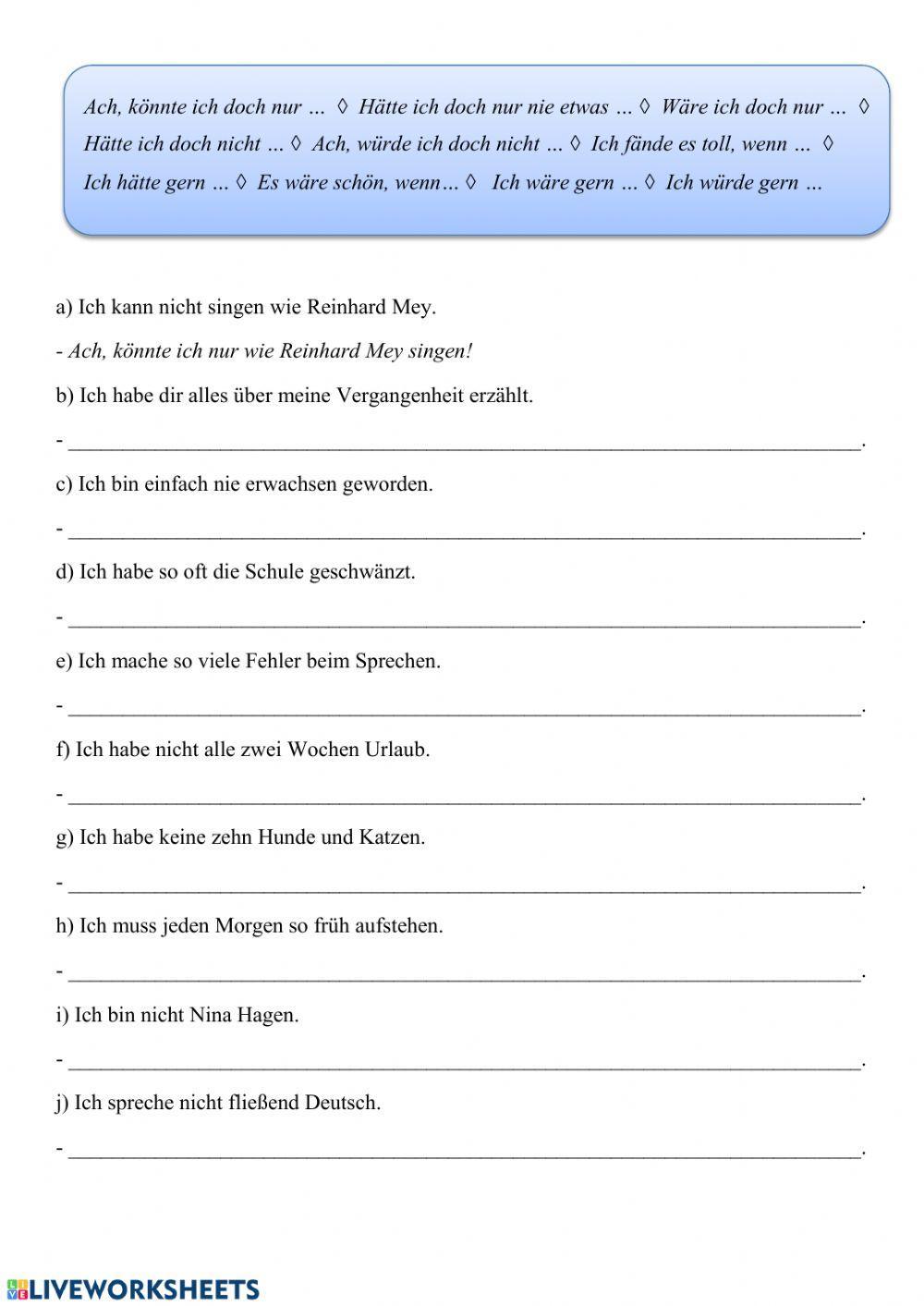 Konjunktiv II-irreale Vergleichsätze-irreale Wunschsätze