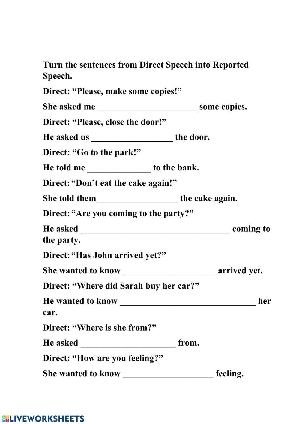 Reported Speech (orders,requests,questions)