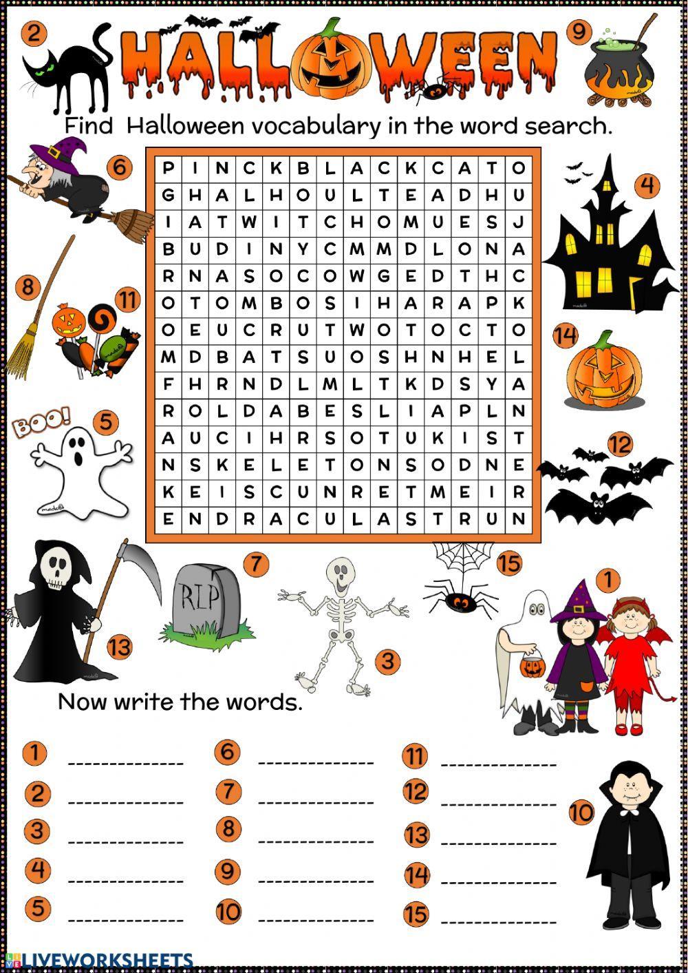 Halloween word search