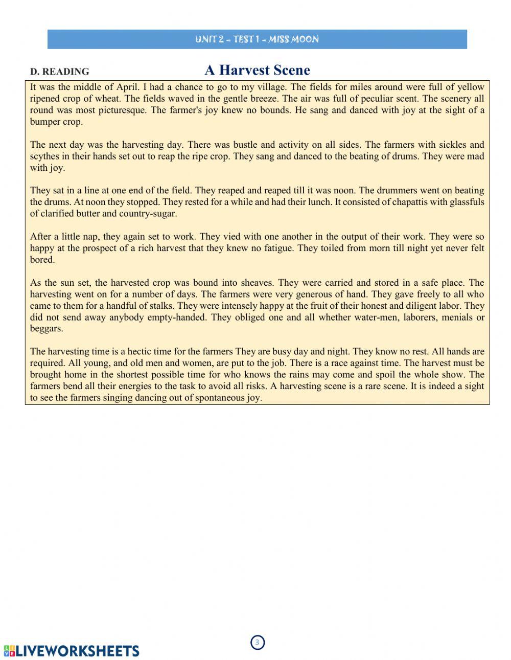 Grade 8 - unit 2 - test 1