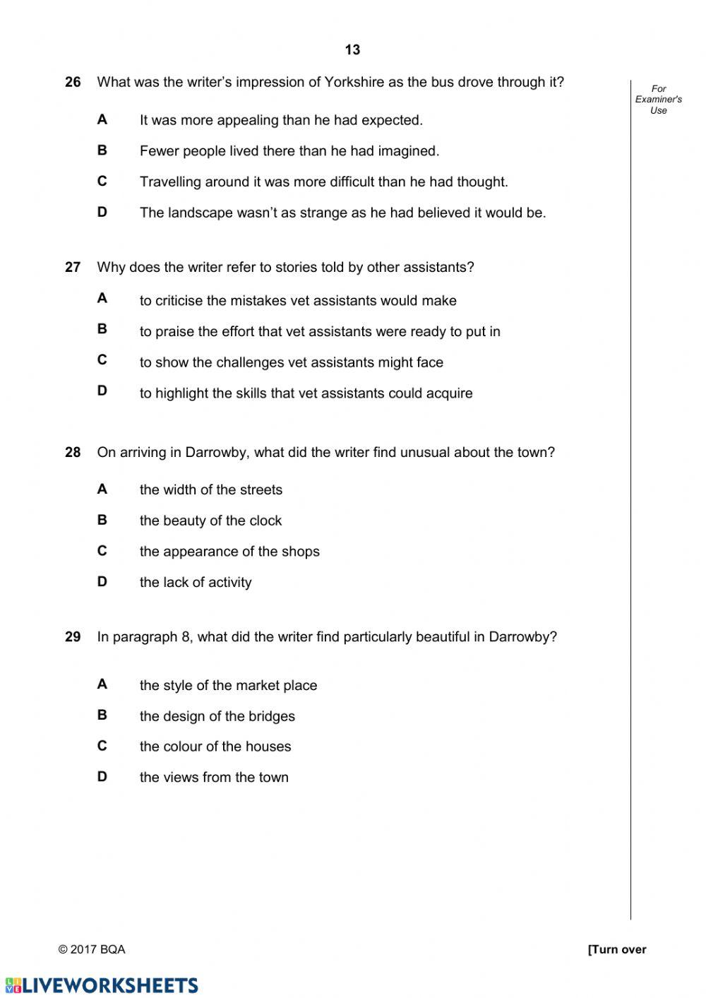 Bahrain National Exams 2017- Paper2 Reading- Part2
